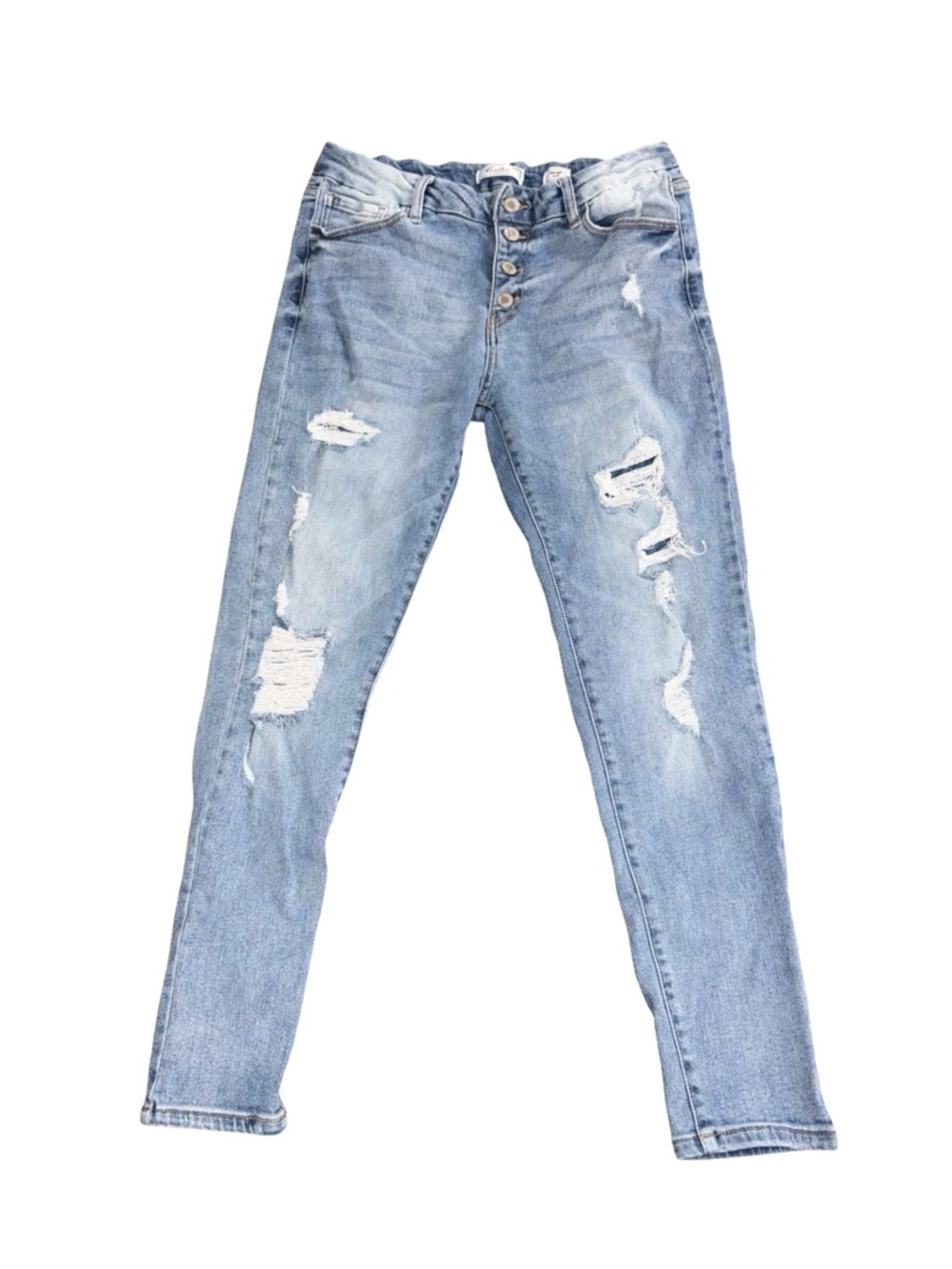 KanCan Signature Distressed Skinny Jeans Button Fly Size 30 Light Wash Stretch